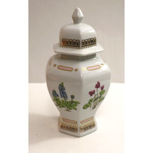 Georges Briard Floral Potpourri 10 Inch Ginger Jar Bluebonnets -Excellent & Rare